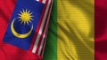 Mali and Malaysia Realistic Flag Ã¢â¬â Fabric Texture Illustration Royalty Free Stock Photo